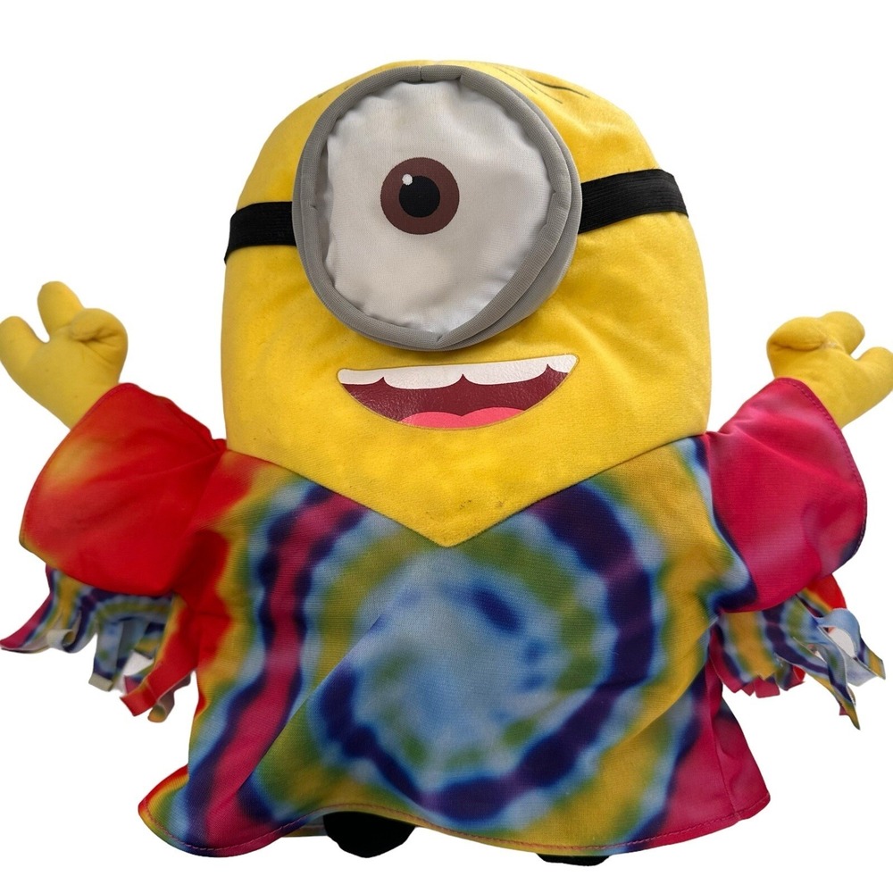 Illumination Minions Peace Tie Dye Plush 13.5" Yellow One Eye Despicable Me 2015